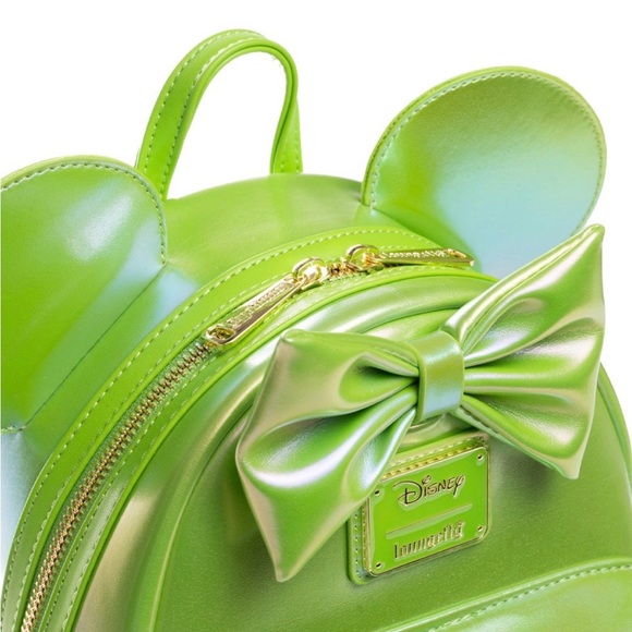 Loungefly Disney Minnie Mouse Classic Series Iridescent Emerald Mini Backpack - Picture 4 of 10